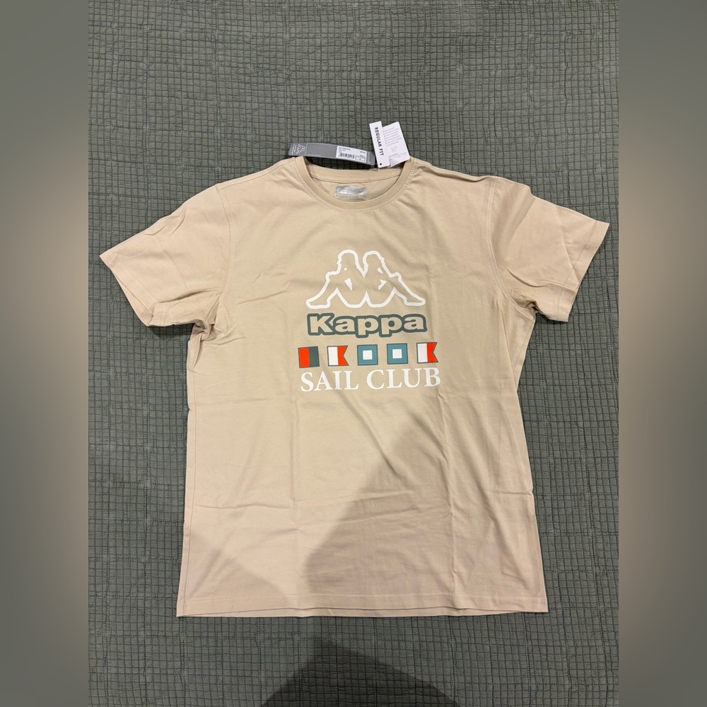 NWT Kappa Beige Logo Temi Sail Club T-Shirt (321M6VW-W3V) Size Large